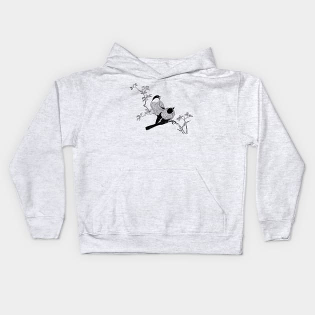 Two birds on a branch. Kids Hoodie by LeonLedesma